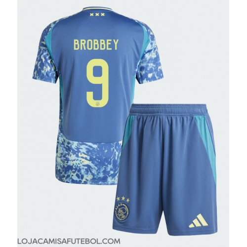 Camisa de Futebol Ajax Brian Brobbey #9 Equipamento Secundário Infantil 2024-25 Manga Curta (+ Calças curtas)